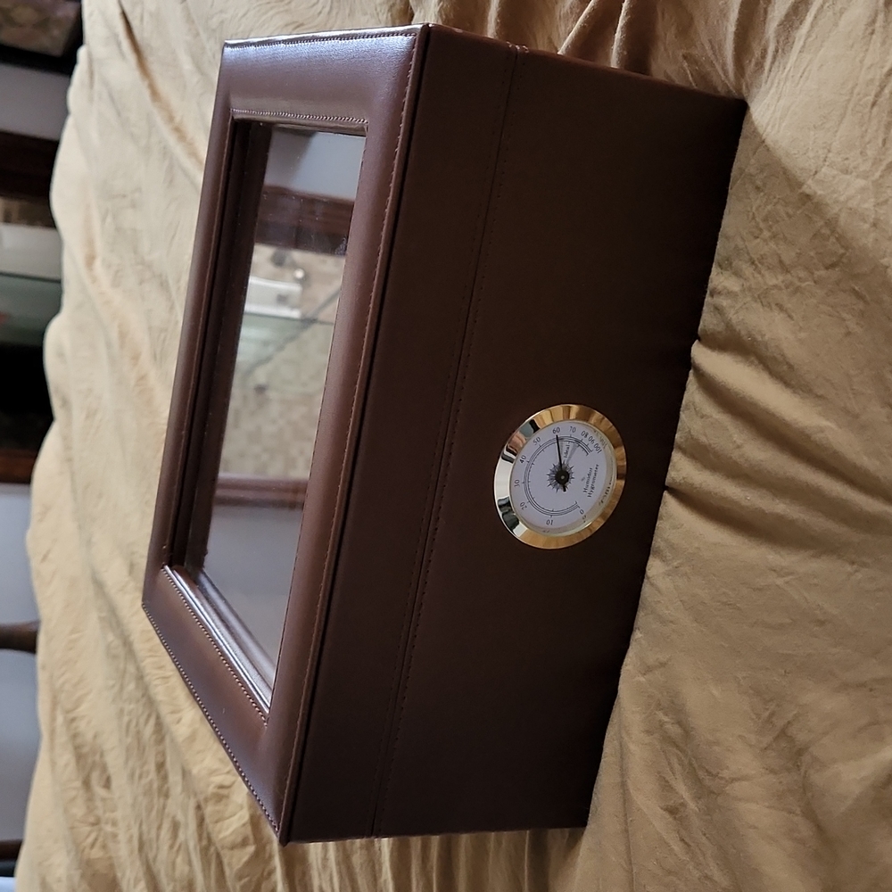 Leather and wood cigar box